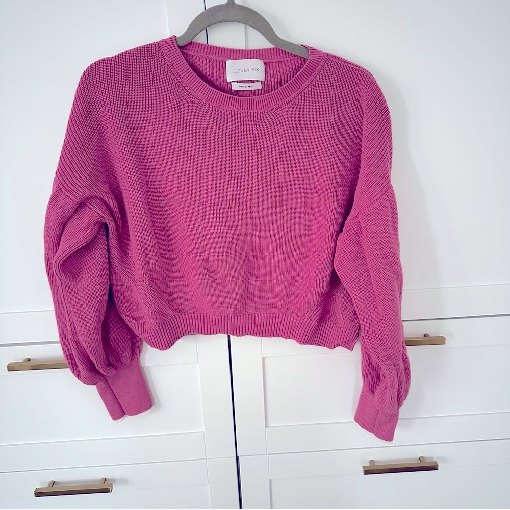 Eleven six pink Layla cotton sweater cropped xs/s